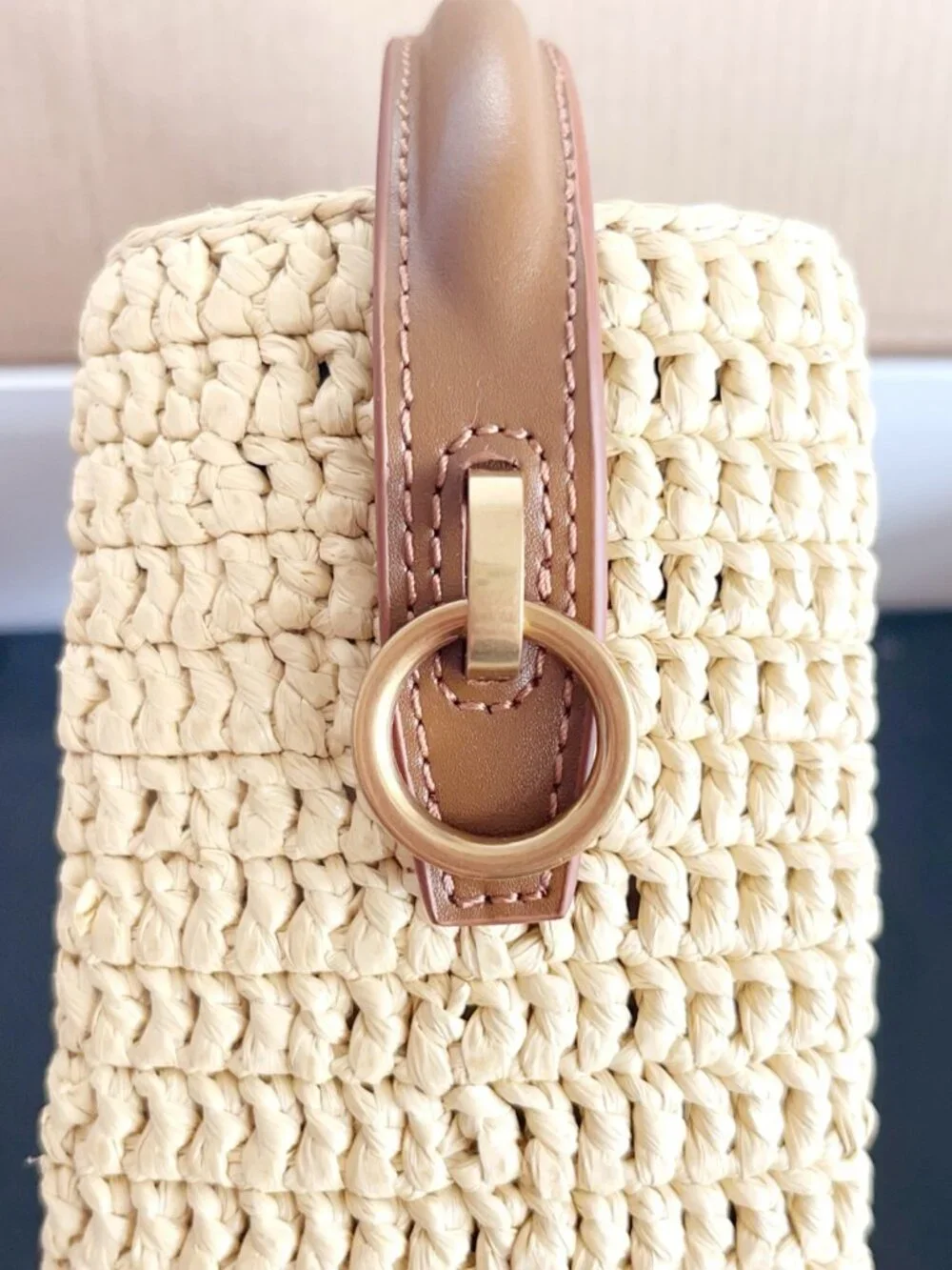 Saint Laurent LE 37 Mini Bucket Bag in Raffia and Leather